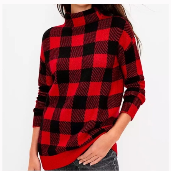 LOFT Sweaters - LOFT Red and Black Buffalo Plaid Turtleneck Sweater Top